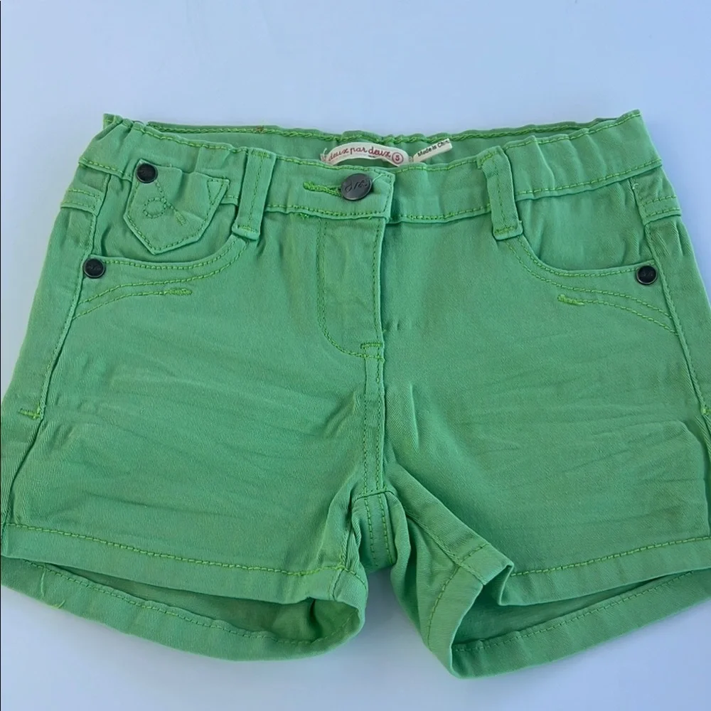 Deux par Deux Green Denim Shorts girls sz 5
